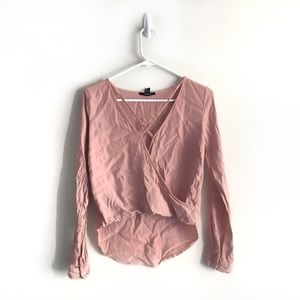 ⭐️5 for $25⭐️ Forever 21 Pink Surplice Style Crossover Strappy Crop Blouse